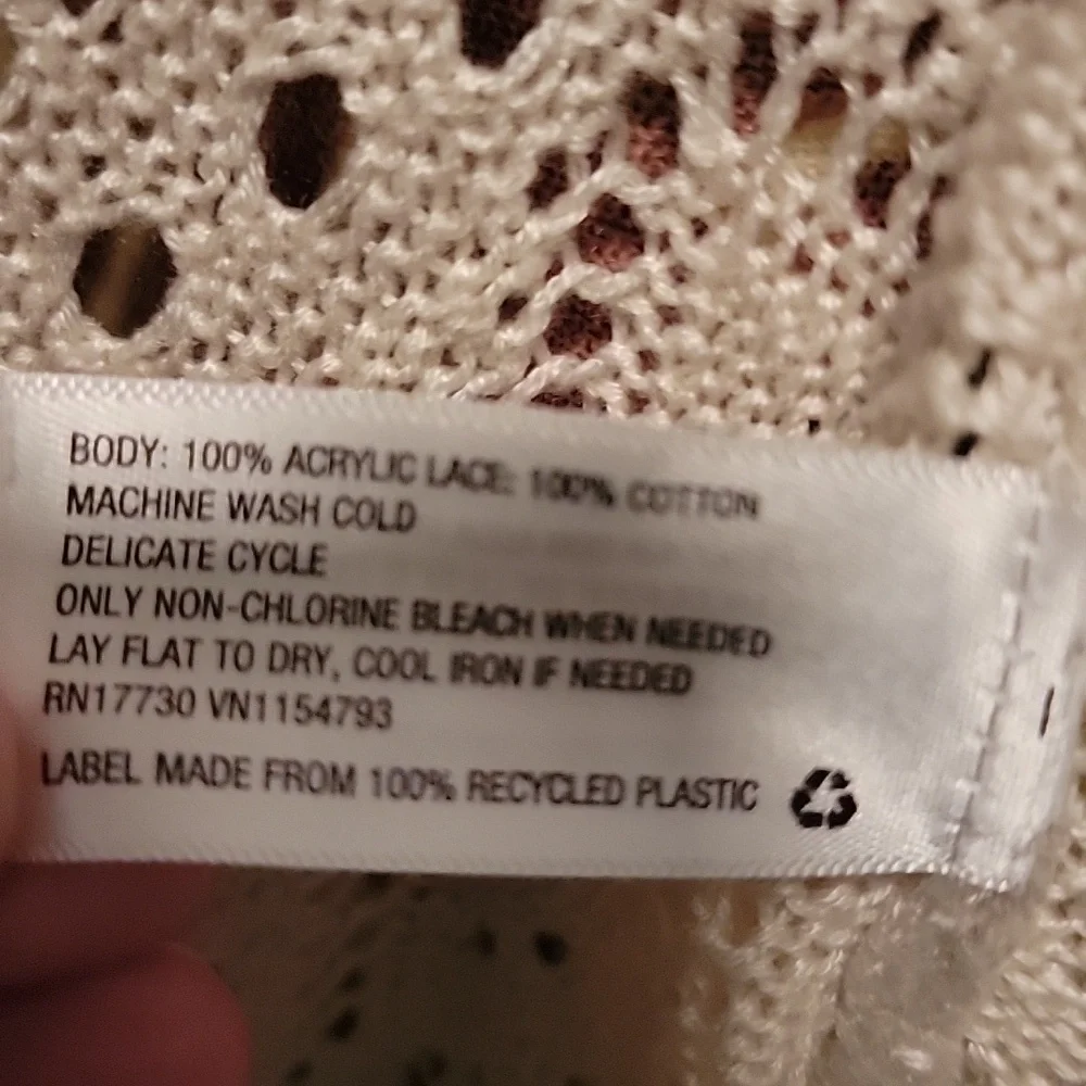 Knox Rose Lace Open Front Cardigan Sweater Size XXL Cream - Picture 5 of 7